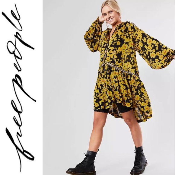 Free People NWT Love Letter Floral Tunic Boho Oversized Blouse Top Dress XS - Picture 3 of 16